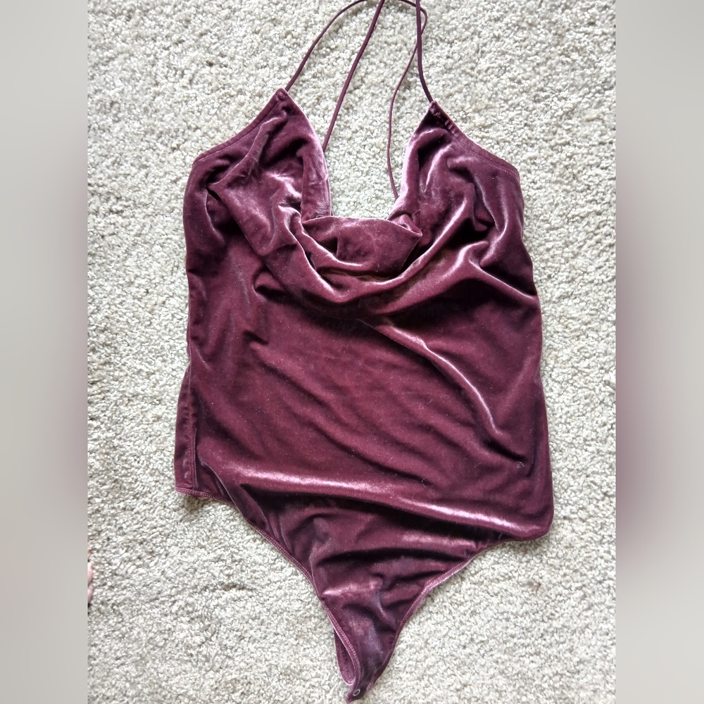 Abercrombie Velvet Cowl Neck Bodysuit